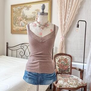 Y2K Express size medium mocha brown fitted knit camisole